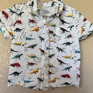 Boys Dinosaur Print Cotton Button Up